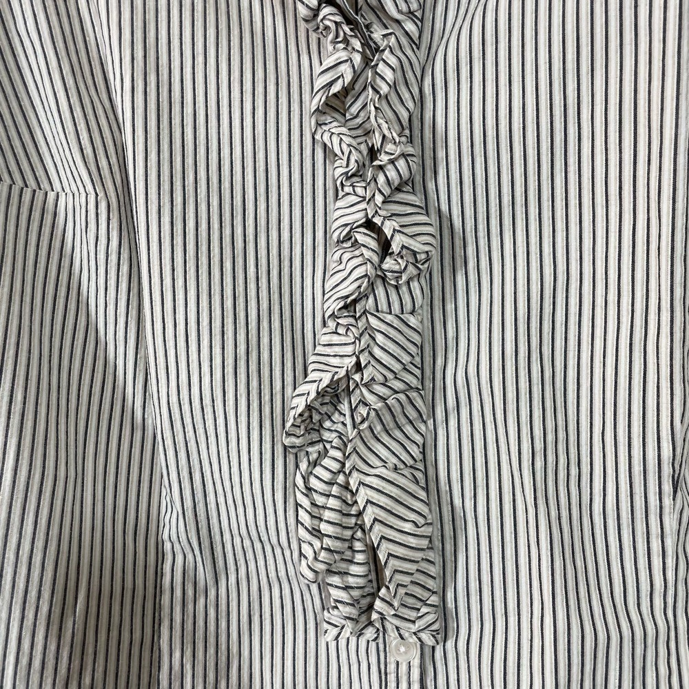 Lane Bryant Women's Plus Size Striped Ruffle Button Up Top - Size 18/20 - Blouse - Picture 3 of 6